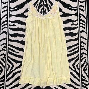 Mid Century Modern Peignoir Lingerie Night Gown Boho Dress Butter Yellow Sheer